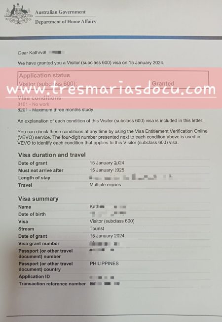 Tourist Visa Australia- Ms. Kath